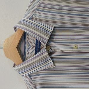 Tommy Bahama Large Long Sleeve Stripe Silk Shirt